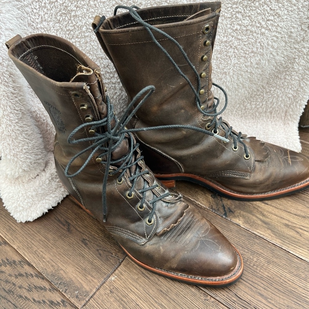 Made in USA Chippewa Arroyo western lace-up Logger/Roper size 13D